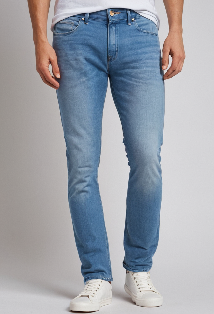 Men's Light Blue Slim-Fit Denim Jeans – Classic Light Wash Style