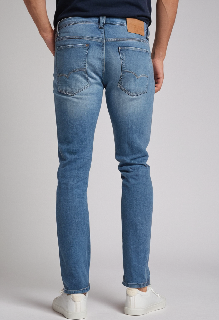Men's Light Blue Slim-Fit Denim Jeans – Classic Light Wash Style