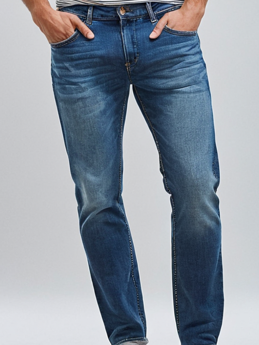 Men’s Slim-Fit Light Blue Jeans – Clean Medium Wash Everyday Denim