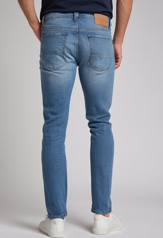 Men's Light Blue Slim-Fit Denim Jeans – Classic Light Wash Style